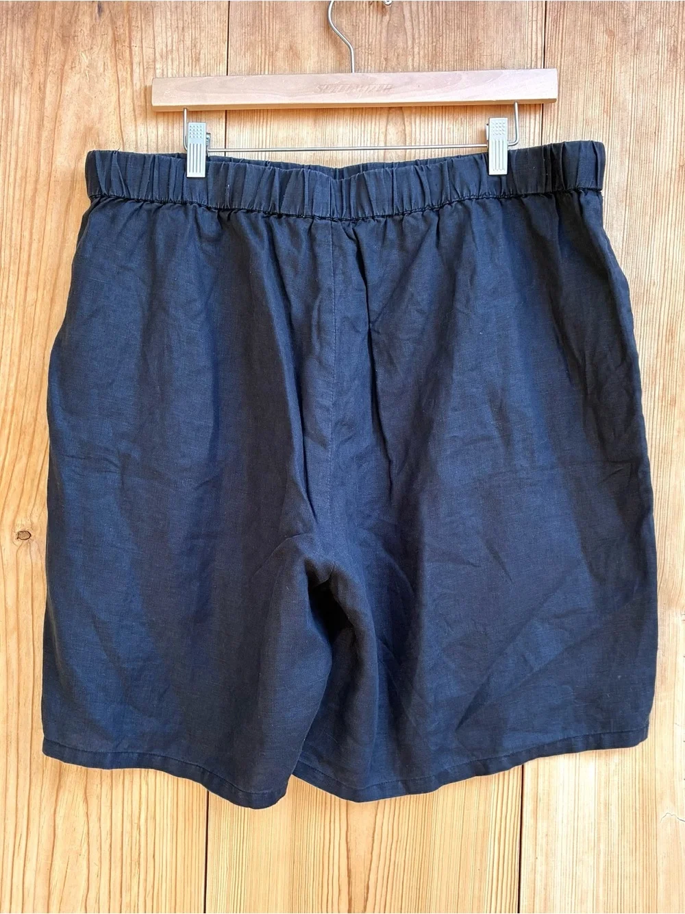 Eileen Fisher Black Organic Linen Shorts Sz XL